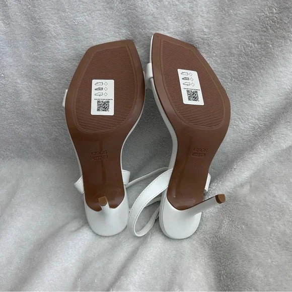 ASOS DESIGN Nali Barely There Heeled Sandals in White Sz US 9 NEW - Picture 8 of 10